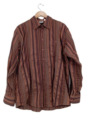 Roger Kent Chemise Habillée Homme Marron Rayée Moderne (EU 42, INT XXS) - Photo 1/4