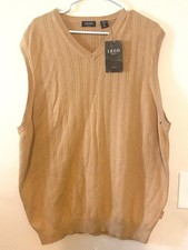 New NWT Men's Izod Golf Beige Tumbleweed Cable Knit Pullover Vest Size XL