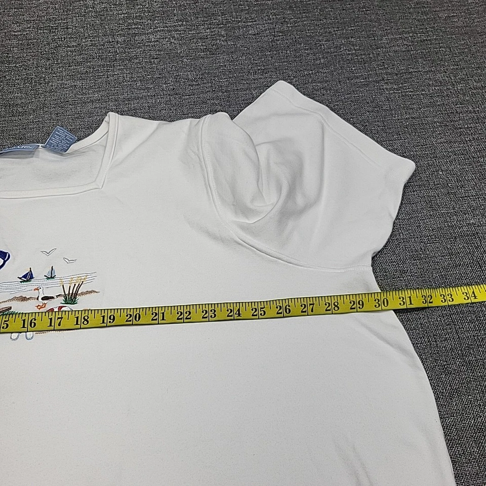 Liz and Me 女式时尚现代刺绣上衣 4X 大码白色衬衫 — 第 2/4 张图片