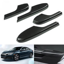 4x For Honda Civic 2016-2020 Carbon Fiber Interior Door Armrest Panel Trim Cover