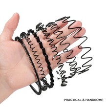 6Pcs Metal Hair Headband Wave Style Hoop Band Comb Sports Hairband for Men Women