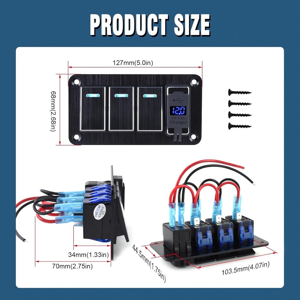 Nilight 90117g 4 Gang Rocker Switch Panel Waterproof | Meses Sin Interés - Foto 10