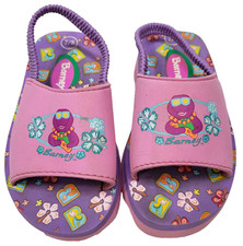 Vintage Barney Sandals Toddler Size 7/8 Girls Beach Shoes Foam Pink Purple Lyons