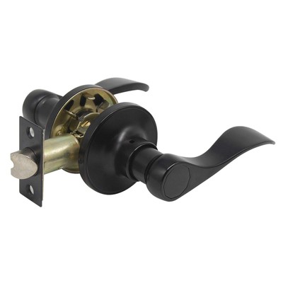 Wave Shape Passage Door Lever Black Keyless Handle for Hall and Closet, Inter...