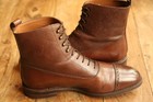 Meermin Brown Grained Leather Oxford Brogue Boots Men's UK 9 US 10
