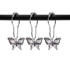 12pcs Butterfly Decorative Shower Curtain Hooks Garden Nature Insect Style Th...