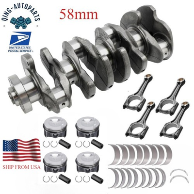 #ad #ad 2.0L Engine Crankshaft 58MM Rods Piston Kit Fit For Gen2 Audi A4 A6 VW GTI Jetta $290.75