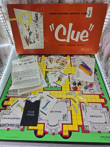 50er Jahre Vintage "Clue" Brettspiel von Parker Brother's