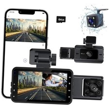 Dash Cam  3 Channel Dash Cam Front and Rear Inside, 1080P Full HD Dash Camera
