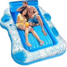 Inflatable Pool Lounger Float for Adults 70" x 60" XLarge Beach Sun Tan Tub ...