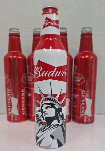 Budweiser Aluminum Bottles American Flag Statue Of Liberty Rare Pop Top No Date