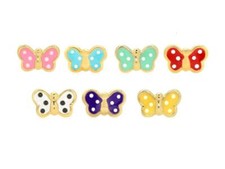 Solid 14k Yellow Gold Enamel 7x4.5mm Butterfly Baby Screw Back Earrings