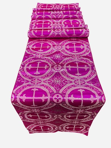 Religious Brocade Runner Tablecloth | Liturgical Fabric | Runner Ecclesiastical - Picture 5 of 26