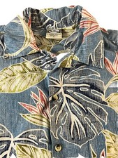 Go Barefoot Hawaiian Shirt Mens Large Leaf Print Made In USA 100% Cotton