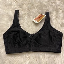 Amoena 34B Bra Black Belle Soft Cup Wire Free Mastectomy Back Closure 2114 NEW