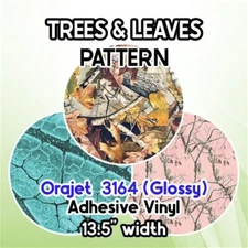 Trees & Leaves Patterned Adhesive Vinyl 13.5" ROLL **FREE SHIPPING**