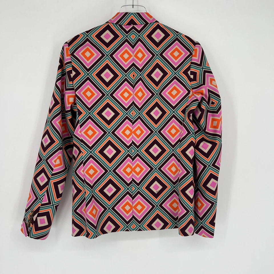 Blazer Mr Turk Para Hombres 36 Rosa Argyle Colorido Retro Chaqueta Abrigo Deportivo Geométrico Años 70 Foto 2 de 4