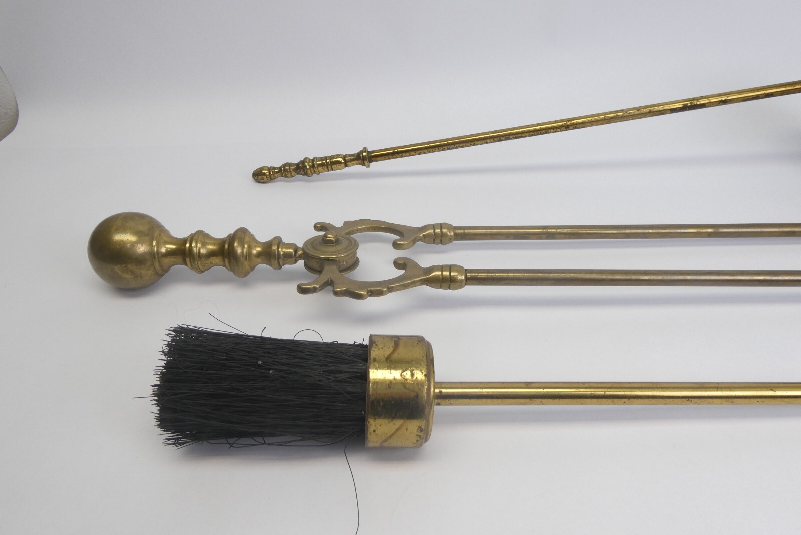 Mixed Set of Fireplace Tongs Shovel Brush Tools Antique & Vintage Brass Metal