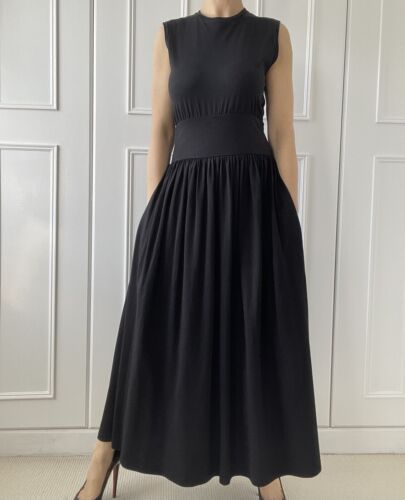 Toteme New WO Tags Sleeveless Cotton Tee Black Midi Dress Size S - Photo 1/21