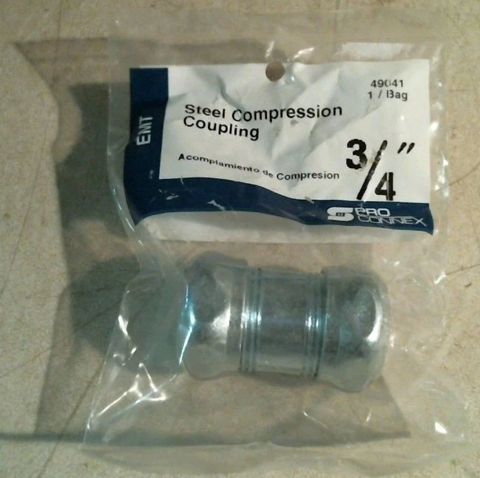 Sigma ProConnex TC-612 EMT Compression Coupling 3/4-Inch – 25-Pack, Zinc Die-Cast, Concrete-Tight, For Indoor Dry Locations & Conduit Connections