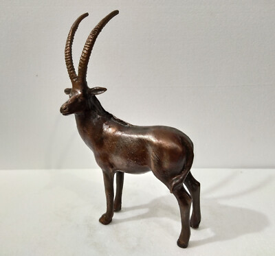Decorative Ibex Statue Sculpture Figurine Table Top Copper Antique Finish Deer