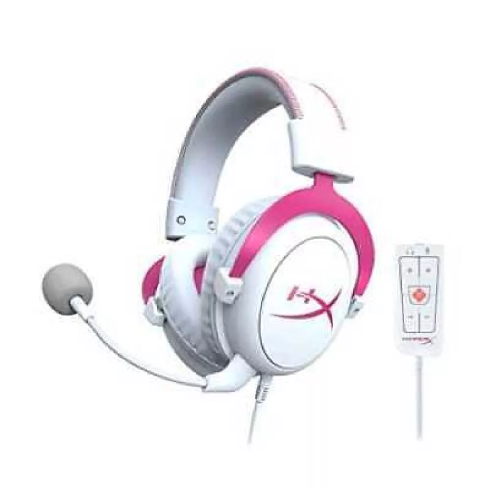 HyperX Cloud II Gaming Headset - 7.1 Surround Sound - White/Pink - Model  4P5E0AA