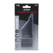 7 Piece ¼” Hex Shank Drill Bit Set Black Oxide Steel Wood Plastic Metal Drilling