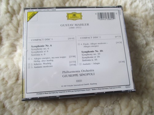 Mahler: Symphonie No. 6 & 10 - Philharmonia Orchestra - Sinopoli - 2 CDs Box-Set - Bild 4 von 4