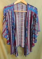 Earthbound Trading Open Front Kimono Boho Blue Top Butterfly Sleeves Sz M --A--