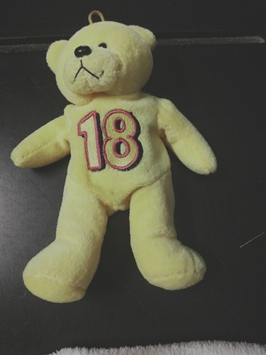 18th Birthday Beanie Baby Kid Bear Yellow Skansen Plush Toy Very Good Condition