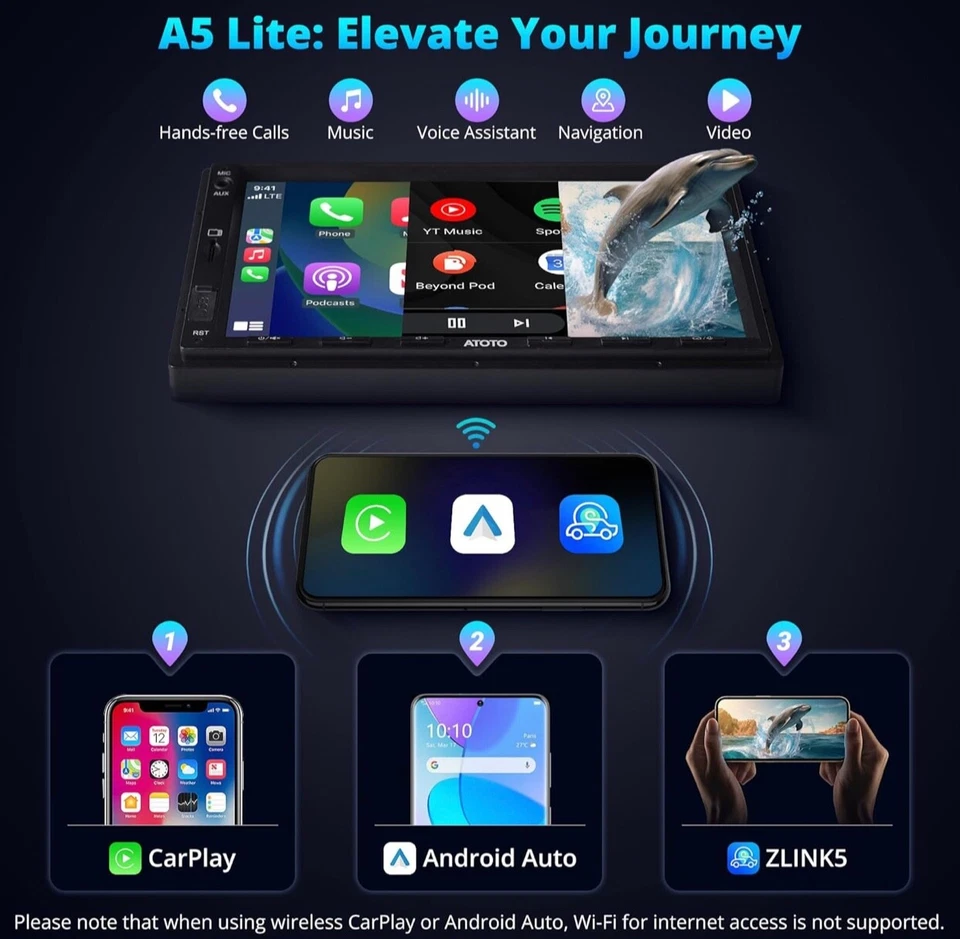 A5L 7inch 2G+32G Android Double Din Car Stereo with Backup Camera, Wireless CarP - Image 3 of 4