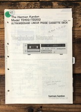 Harmon Kardon TD101 TD202 Cassette Service Manual Original 