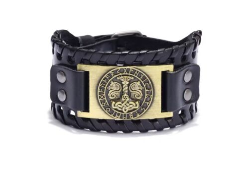 Colección BLACKSTATIC - Pulsera de puño de piel vikinga nórdica para hombre - Imagen 154 de 169