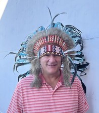 VTG Novum Crafts Finest Handmade Art Native American Indian Feather Headdress