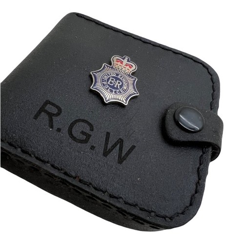 UK Police Coin Tray Wallet Engraved Personalised real Leather Case Officer PCO - Picture 2 of 2