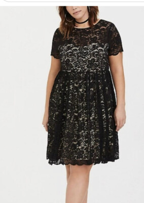 new torrid nwt nude all sweetheart SKATER DRESS - BLACK LACE SIZE 2  cocktail | eBay