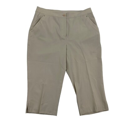 EP Pro Tour Tech Beige/Khaki Capri Pants Flat Front Polyester