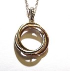 925 Sterling Silver 10k multi gold .05ct diamond circle pendant necklace 2.7g — photo 1