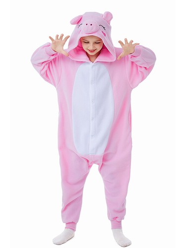 Kids Pink Pig One-piece pajamas For Boys and Girls Halloween Cosplay Costumes - Picture 11 of 50