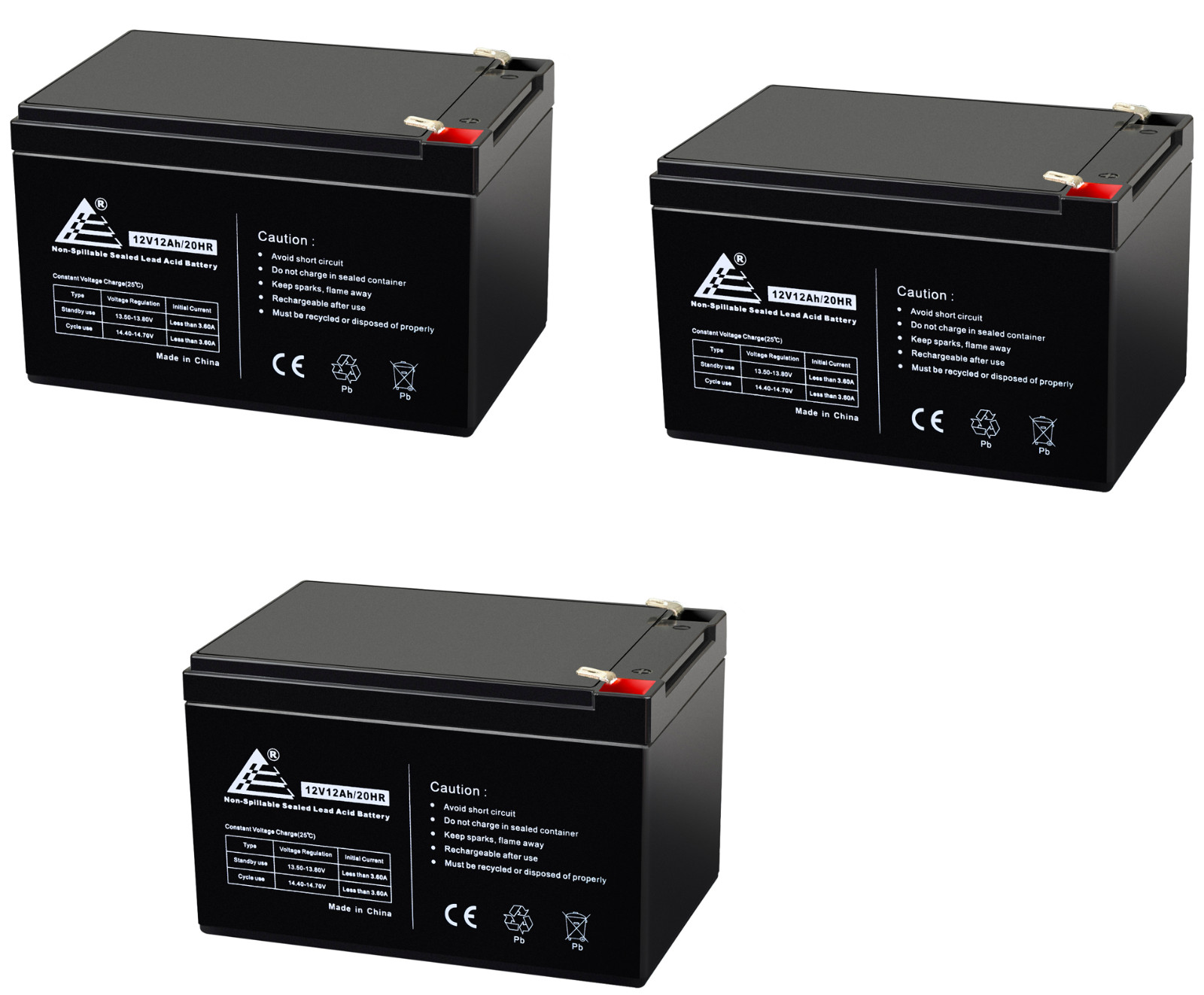 3 Pack - 12V 12AH SLA Replacement Battery for Izip CR36V450 Electric Bike