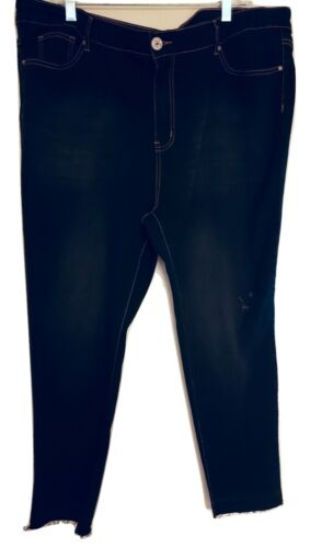 Black Tan Fray Skinny Fit Jeans - Picture 1 of 2