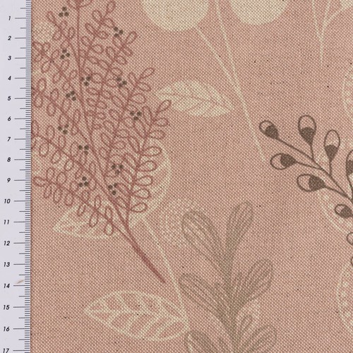 Dekostoff Halbpanama Leinenlook Soft Calming Leaves Gräser rosa 1,40m - Bild 4 von 6