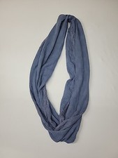 Blue Lined Infinity Scarf Lace Trim Cotton Blend