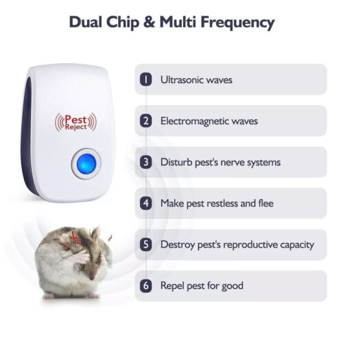 6PCS Ultrasonic Pest Reject Home Control Electronic Repellent Mice Rat Repeller - Picture 5 of 6