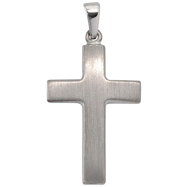 AnhäNger Kreuz, Aus 925 Echt Silber Rhodiniert Mattiert, Schlicht, Halsschmuck-image
