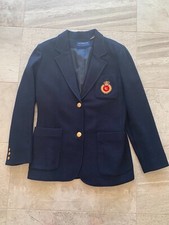 Liz Claiborne 100 Wool Brass Buttons Crest Logo Vintage Blazer