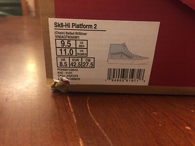 VANS Very Rare Sk8-Hi Platform 2 Ballard Blue/Silver Men's SIZE