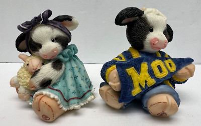 2 marys moo moos figurine moo had a liitle lamb & sports themed moo pendant
