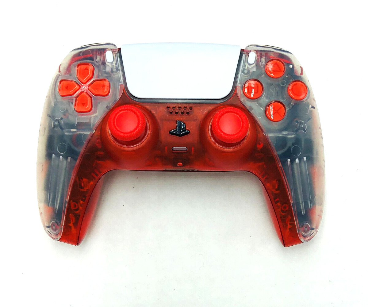 Transparent Red Custom Playstation 5 (PS5) Dualsense Controller