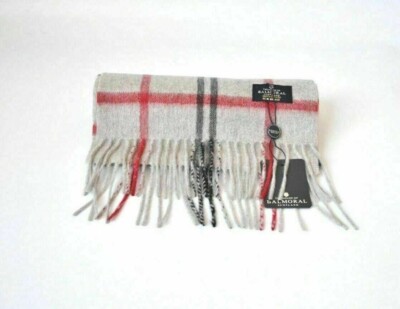 Neu Herren 100% Reines Kaschmir Schal Hellgrau Rot Warm Weich Wolle Tuch Halstuch Strick